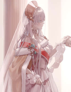 Elegant Anime Bride Illustration Wallpaper