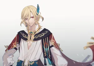 Elegant Anime Characterwith Feather Accessory Wallpaper