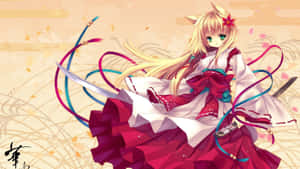 Elegant Anime Samurai Girl Wallpaper