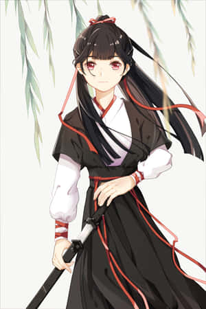 Elegant Anime Swordswoman Wallpaper