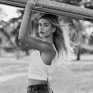 Elegant Beachside Portrait Hailey Baldwin Wallpaper