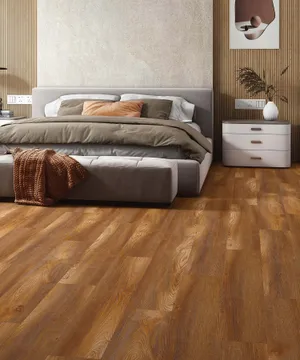 Elegant Bedroom With Brisk Wooden Tiles Wallpaper