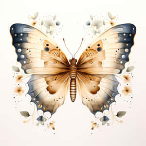 Elegant Beige Butterfly Art Wallpaper
