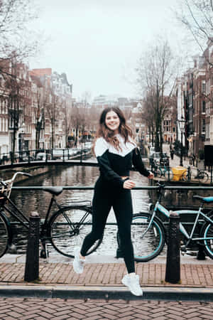 Elegant Black And White Fashion Ensemble Wallpaper