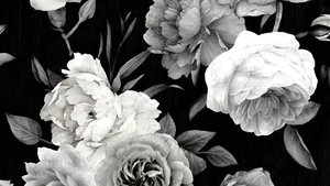 Elegant Black And White Floral Wallpaper