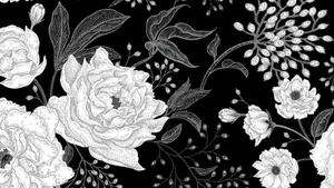 Elegant Black And White Floral Wallpaper