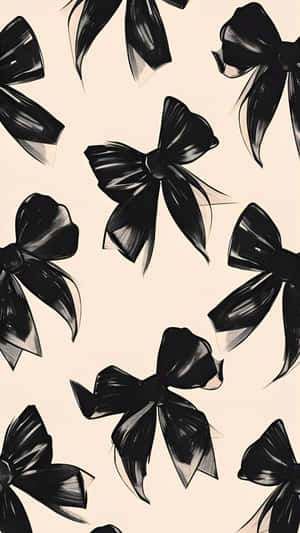 Elegant Black Bow Pattern Wallpaper