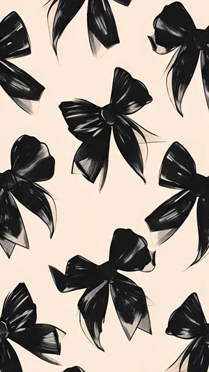 Elegant Black Bow Pattern Wallpaper