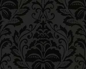 Elegant Black Damask Pattern Wallpaper