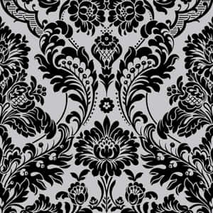 Elegant Black Damask Pattern Wallpaper