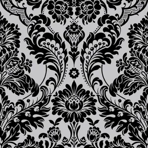 Elegant Black Damask Pattern Wallpaper
