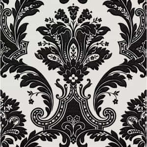 Elegant Black Damask Pattern Wallpaper