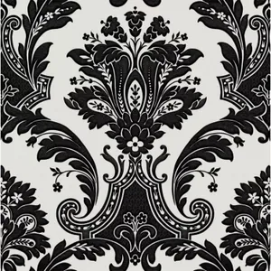 Elegant Black Damask Pattern Wallpaper