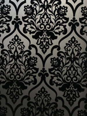 Elegant Black Damask Pattern Wallpaper