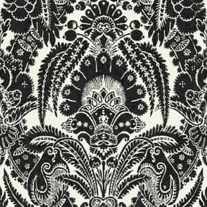 Elegant Black Damask Pattern Wallpaper