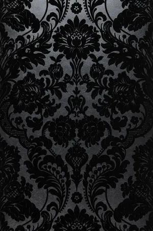 Elegant Black Damask Pattern Wallpaper