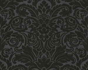 Elegant Black Damask Pattern Wallpaper