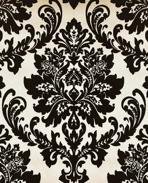 Elegant Black Damask Pattern Wallpaper