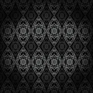 Elegant Black Damask Pattern Wallpaper