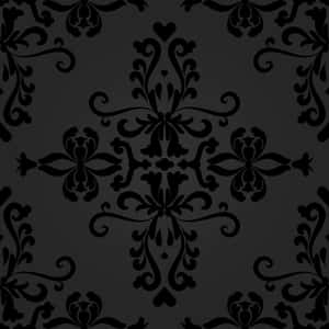 Elegant Black Damask Pattern Wallpaper