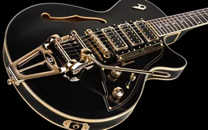 Elegant Black Electric Guitar Wallpaper