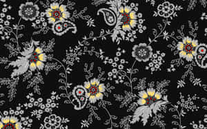 Elegant Black Floral Pattern Wallpaper