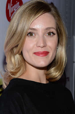 Elegant Blonde Woman Red Lipstick Wallpaper