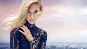 Elegant Blonde Woman Watch Advert Wallpaper