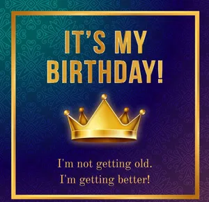 Elegant Blue And Gold It Is My Birthday Wallpaper