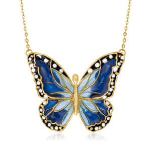 Elegant Blue Butterfly Pendant Necklace Wallpaper