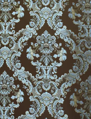 Elegant Blue Damask Pattern Wallpaper