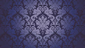 Elegant Blue Damask Pattern Wallpaper