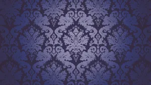 Elegant Blue Damask Pattern Wallpaper