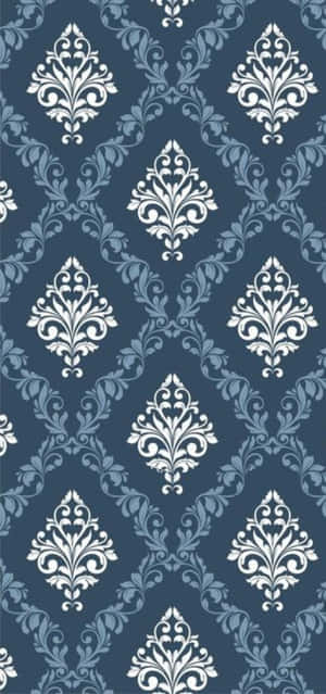 Elegant Blue Damask Pattern Wallpaper