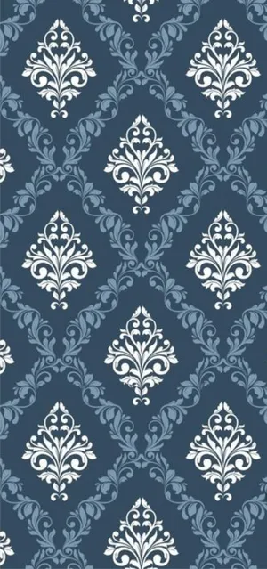 Elegant Blue Damask Pattern Wallpaper