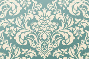 Elegant Blue Damask Pattern Wallpaper