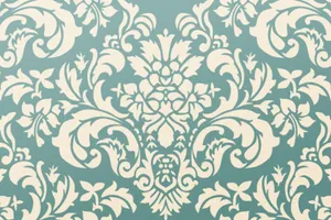 Elegant Blue Damask Pattern Wallpaper