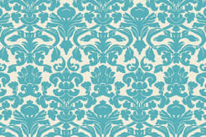 Elegant Blue Damask Pattern Wallpaper