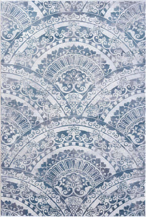 Elegant Blue Damask Pattern Wallpaper