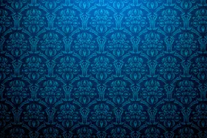 Elegant Blue Damask Pattern Wallpaper