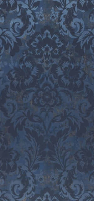 Elegant Blue Damask Pattern Wallpaper