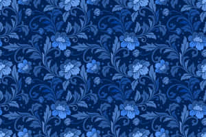 Elegant Blue Damask Pattern Wallpaper