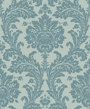 Elegant Blue Damask Pattern Wallpaper