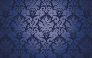 Elegant Blue Damask Pattern Wallpaper