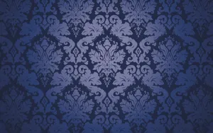 Elegant Blue Damask Pattern Wallpaper