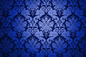 Elegant Blue Damask Pattern Wallpaper