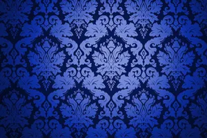 Elegant Blue Damask Pattern Wallpaper