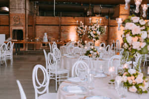 Elegant Brick Venue Wedding Setup Wallpaper