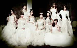 Elegant Bridal Gowns Group Portrait Wallpaper