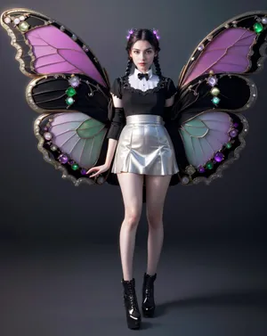 Elegant Butterfly Costume Portrait Wallpaper